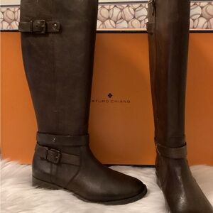 Arturo Chiang Dark Brown Leather Boots